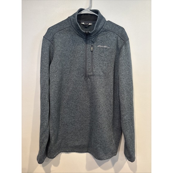 Eddie Bauer mens half zip Blue pullover‎ knit fleece sweater Large - Picture 1 of 3